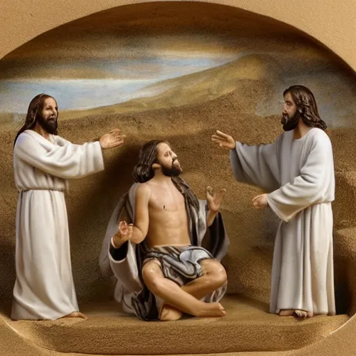 Image similar to diorama of Jesus when John was baptizing him