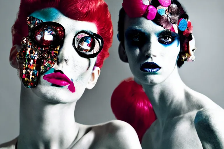 Image similar to fashion editorial photography in a world inspired by damien hirst