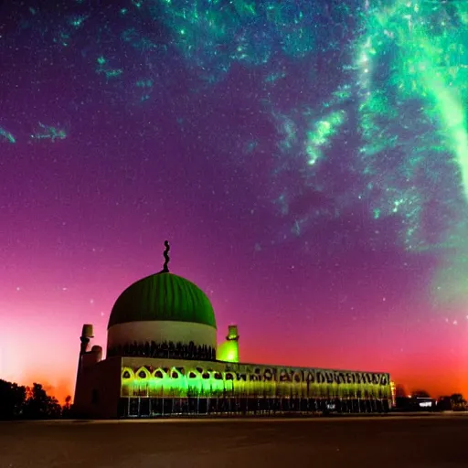 Image similar to mosque surrounded by nebula clouds