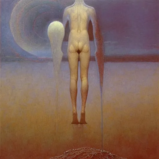 Image similar to quintessence of existential essence, by beksinski and william blake