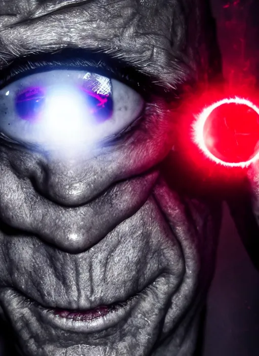 Prompt: hyper realistic ultra realistic chaos magic photo furious red glowing eyes biden, high quality photo, detailed , 8k