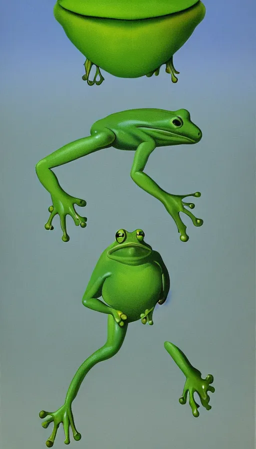 Image similar to frog by René Magritte, detailed, 4k