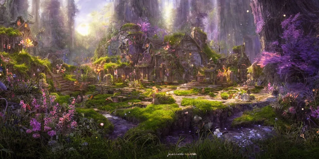 Prompt: a beautiful hyper realistic detailed matte painting of a magical potion and spell shop in a serene magical forest in faeries land in a moss and flowers, fireflies, art by Moebius and John Howe and Albert Bierstadt and Alena aenami, Final Fantasy, unreal engine, trending on artstation, barometric projection, rectilinear, f16