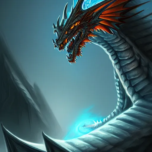 Prompt: a singular blue scale from a dragon, just a single scale is show, the scale lies by itself, d & d, fantasy, intricate, highly detailed, digital painting, artstation, concept art, matte, sharp focus, illustration