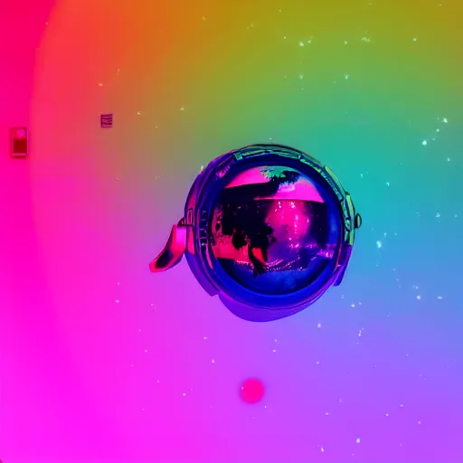 Image similar to rainbow vapor wave astronaut gradient map cyan magenta yellow, movie still, cinematic, photorealistic, extreme detail, sharp focus, 8 k, intricate, hyper detailed, realistic, cinematic lighting