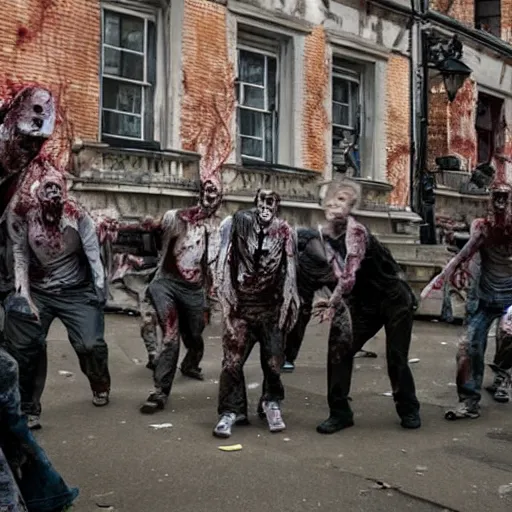 Prompt: a zombie apocalypse in london