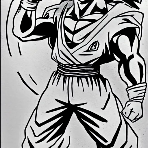 Image similar to goku drawn by steve ditko