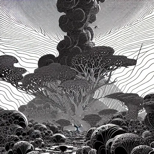 Image similar to fantasy by nicolas delort, moebius, victo ngai, josan gonzalez, kilian eng