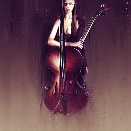 Prompt: girl hascello body as cello by greg rutkowski