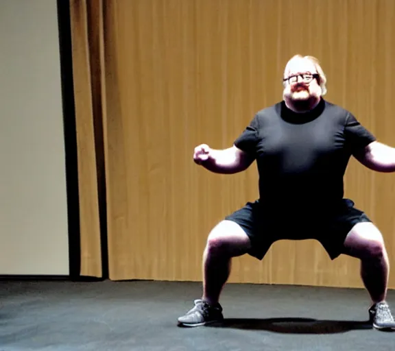 Prompt: gabe newell performing squats, award winning photograph by artie zeller