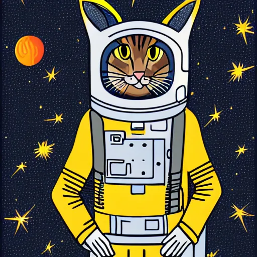 Prompt: illustration of a cat astronaut