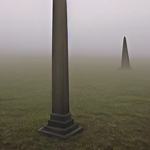 Prompt: magical glowing obelisk standing on a plain in the moonshine. foggy. eerie.