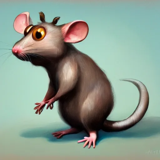 Image similar to cute rat pixar concept art trending artstation oil painting