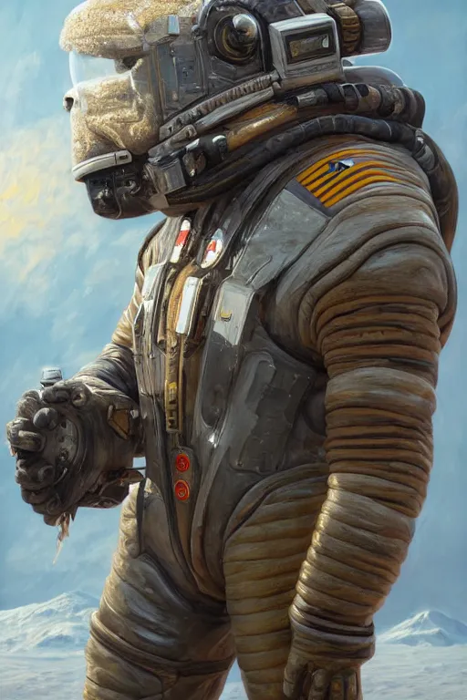 Image similar to bison astronaut, oil on canvas, intricate, portrait, 8 k highly professionally detailed, hdr, cgsociety