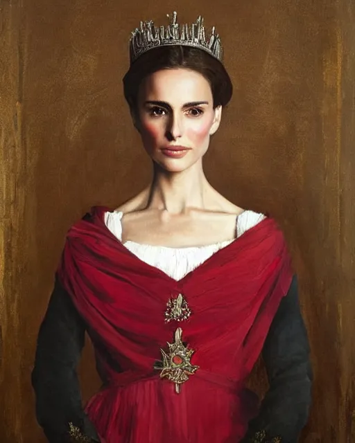 Image similar to a portrait of nathalie portman, playing the queen of england, beautiful painting by le nain