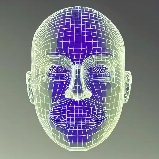 Image similar to a 3d human head made up of shiny holograms