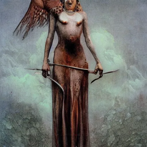 Image similar to female marthian by Beksinski