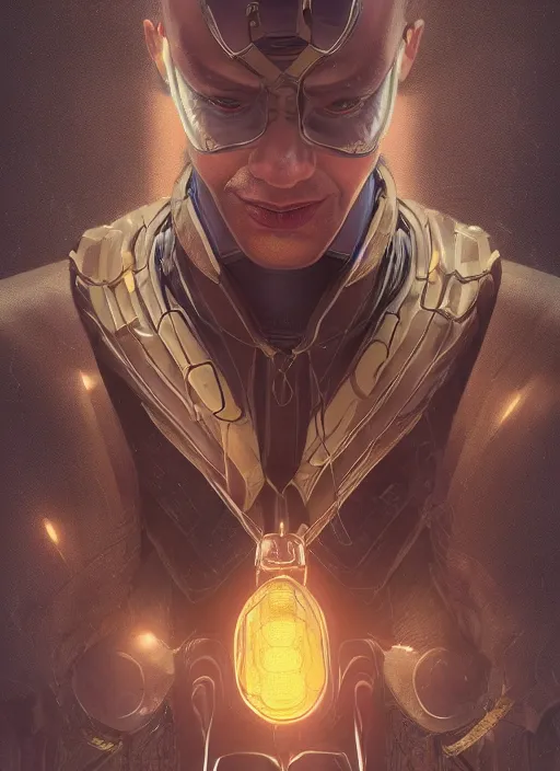 Prompt: superhero with double - headed snake head, hyper detailed, digital art, trending in artstation, cinematic lighting, studio quality, smooth render, unreal engine 5 rendered, octane rendered, art style by klimt and nixeu and ian sprigger and wlop and krenz cushart.