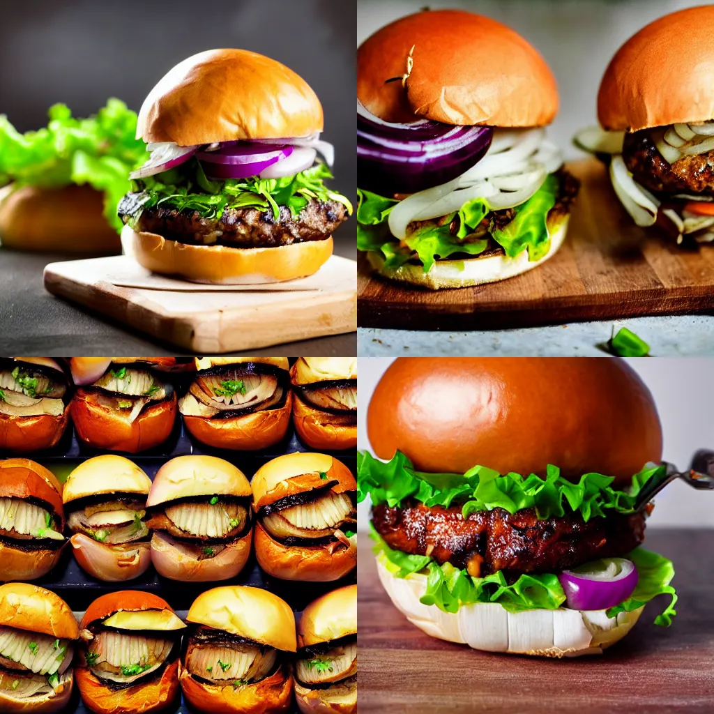 Prompt: onion onion onion onion onion onion onion onion onion onion onion onion burger , food photography