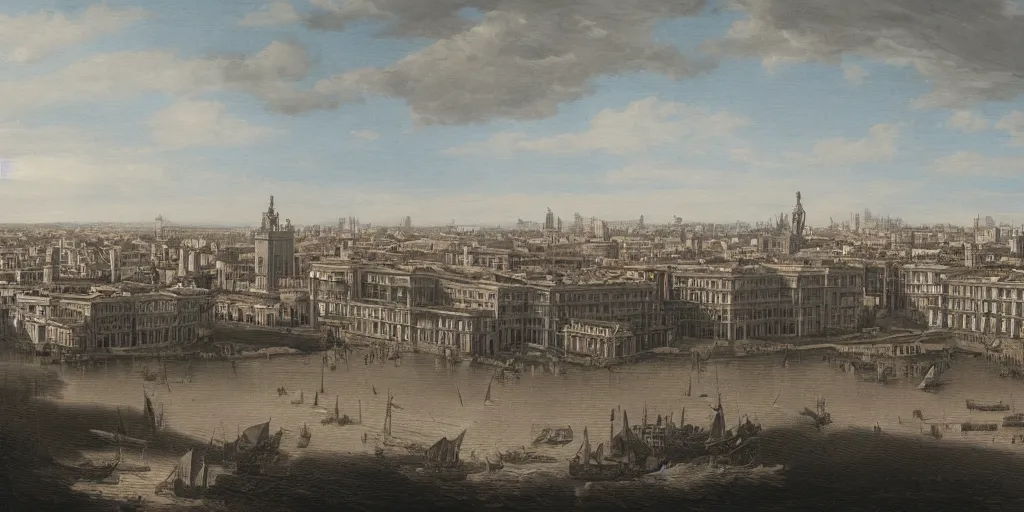 Prompt: A detailed matte painting of Madrid in the 18th century, trending on artstation