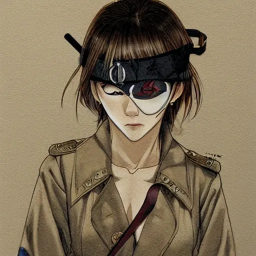 Prompt: girl eye patch ilustration by Takehiko Inoue