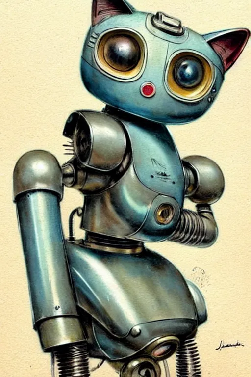 Image similar to ( ( ( ( ( 1 9 5 0 s retro robot cat. muted colors. ) ) ) ) ) by jean - baptiste monge!!!!!!!!!!!!!!!!!!!!!!!!!!!!!!