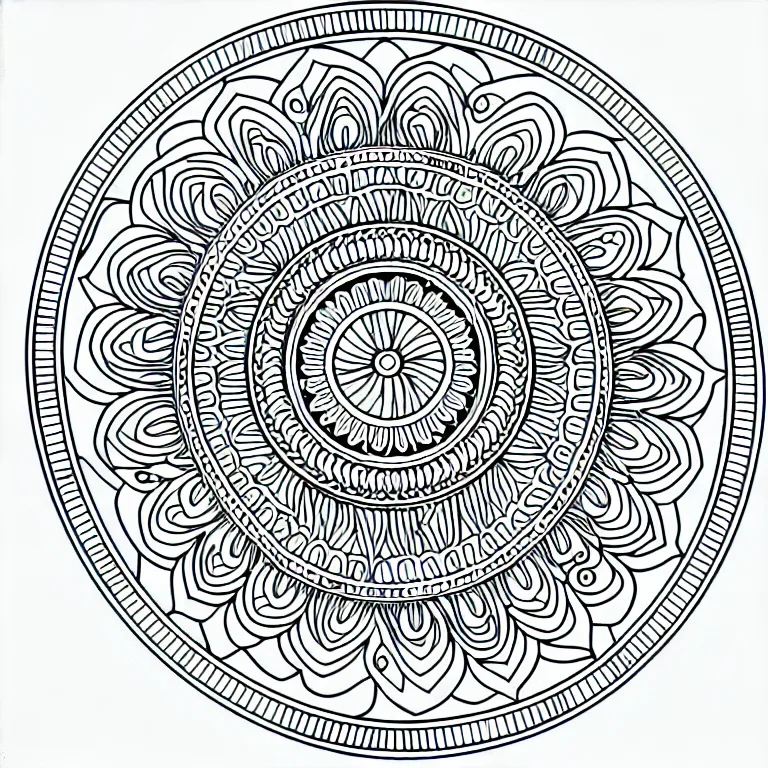 Image similar to Mandala for coloring book, intricate detail, clear, clean lines, symmetrical