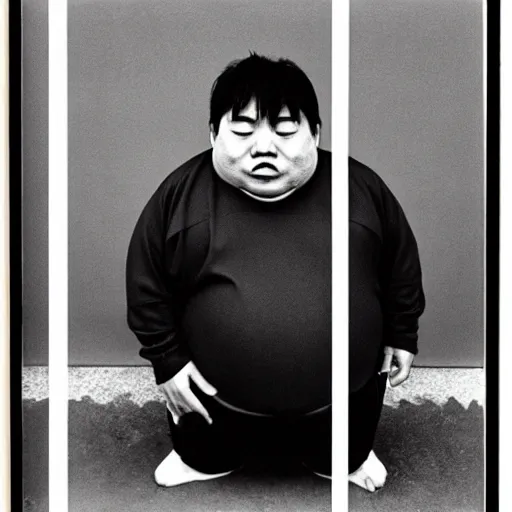 Image similar to a portrait of an overweight lionel messi by nobuyoshi araki