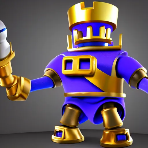 Image similar to Clash Royale robot, UHD, hyperrealistic render, 4k, highly detailed