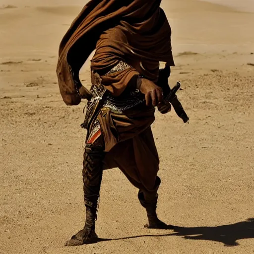 Image similar to a sand wraith dressed as a tuareg, movie still