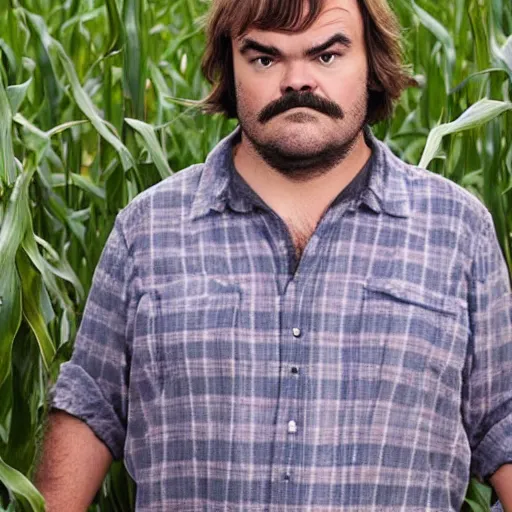 Image similar to jack black in a cornfield, staring creepily