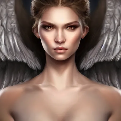 Prompt: perfectly - centered - portrait - photograph of fallen angel, the perfect human female specimen, intricate, elegant, super highly detailed, professional digital painting, artstation, concept art, smooth, sharp focus, no blur, no dof, extreme illustration, unreal engine 5, 8 k, by anne stokes