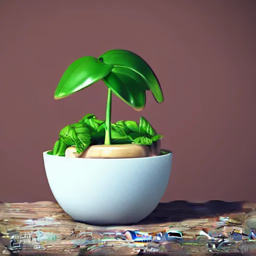 Prompt: A cute farty mozzarella sitting in a bowl, 3D octane render, raytracing