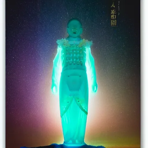 Image similar to a beautiful japanese male god sourrounded by borealis, photographen by andrew thomas huang