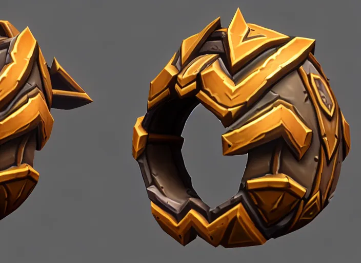 Image similar to crooked round bone shield, stylized stl, 3 d render, activision blizzard style, hearthstone style