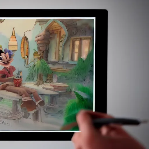 Prompt: a guy watching youtube, 8 k, photorealistic, disney concept drawing