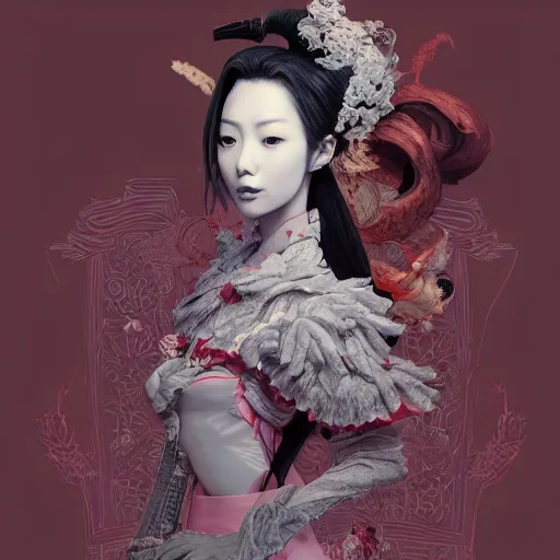 Prompt: the portrait of the japanese beauty evil alignment personified as an absurdly beautiful, graceful, elegant, sophisticated, young woman, an ultrafine hyperdetailed illustration by kim jung gi, irakli nadar, intricate linework, bright colors, octopath traveler, final fantasy, unreal engine 5 highly rendered, global illumination, radiant light, detailed and intricate environment