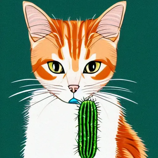 Image similar to A cat licking a cactus