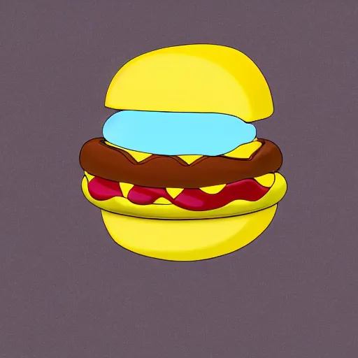 Image similar to Hotdog inside a jelly donut, Simpsons style