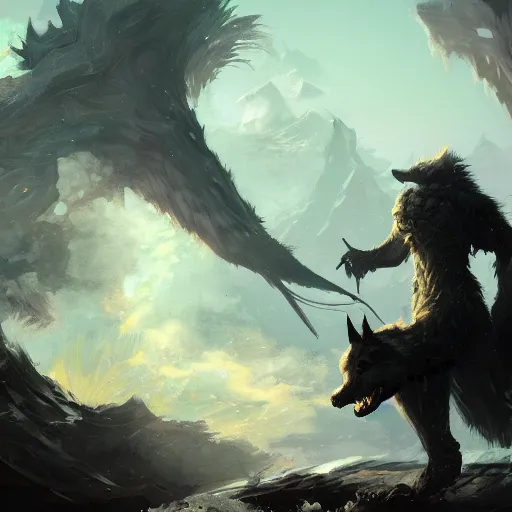 Prompt: fenrir digital art in the style of greg rutkowski and craig mullins, 4 k