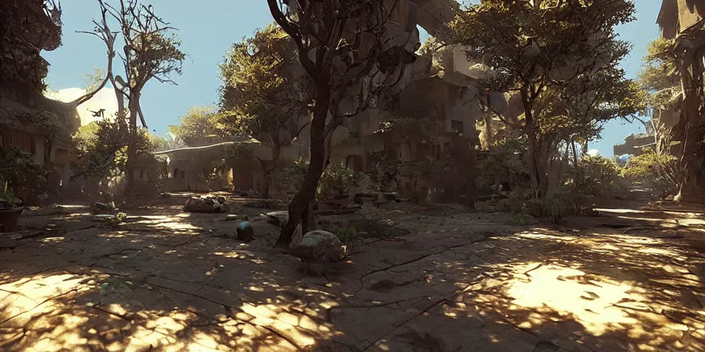 Image similar to “ screenshot from hippie 5, fps, unreal engine, first person weapon, raytracing, by craig mullins, james gurney, greg rutkowski ”