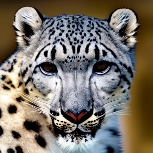 Prompt: A close up of a snow leopard looking to the left.