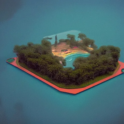 Prompt: the backrooms. artificial island. huge, biggest thing in the world. incredible, impossible distance. vast. subtle mist. extremely vast, open distance. psychedelic hallucination