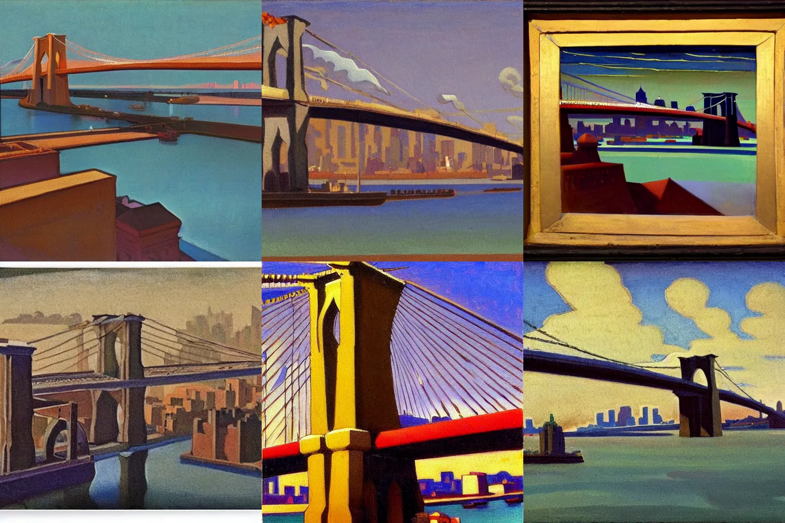 Prompt: painting of the brooklyn bridge by Nicholas Roerich