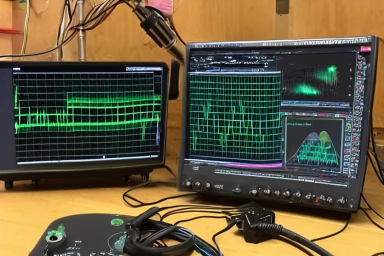 Image similar to an oscilloscope shaking a sound wave, wiggling a weasel, a stoat sinusoid spectacle : the wiggle and the wave - the wiggle is the wave!