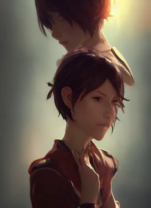 Prompt: portrait of a girl with short hair, complex, applied to tone, ambient lighting, high detail, digital painting, artstation, concept art, 4 k, stunningly beautiful, clear focus, makoto shinkai and akihiko yoshida, hidari and vlop