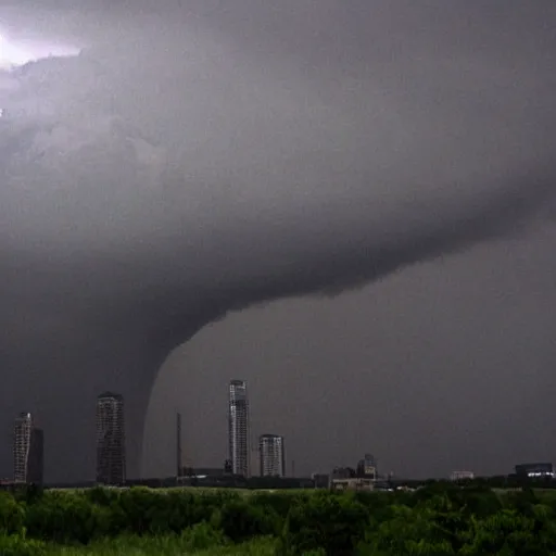 Image similar to a gigantic diety, towering over a city, during a thunderstorm,