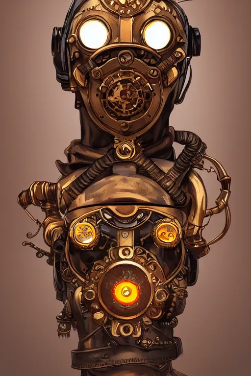 Image similar to steampunk helmet fantasy art mask robot ninja stylized digital illustration sharp focus, elegant intricate digital painting artstation concept art global illumination ray tracing advanced technology chaykin howard and campionpascale and cooke darwyn and davis jack