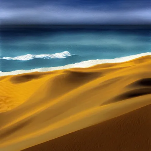 Image similar to sandboarding sandhills and seascape hokianga digital art