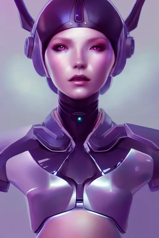 Image similar to pretty futuristic female cyber robot, humanoid, fullbody art, concept art, by charlie bowater, anna dittmann, wlop, rumiko takahashi, akihiko yoshida, hyung - tae kim, alexander mcqueen, trending on artstation